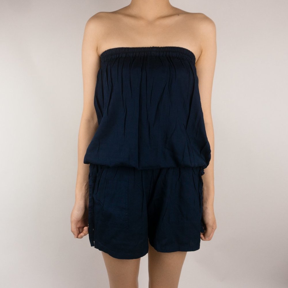 Navy Blue Tube Romper
